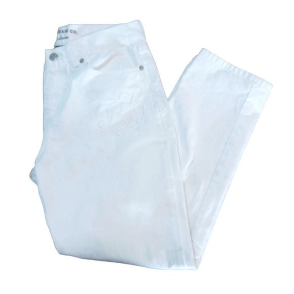 Ralph Lauren WhiteEmbroidered Girlfriend Jeans Cropped Ankle Jeans size 4 Petite - Picture 1 of 10